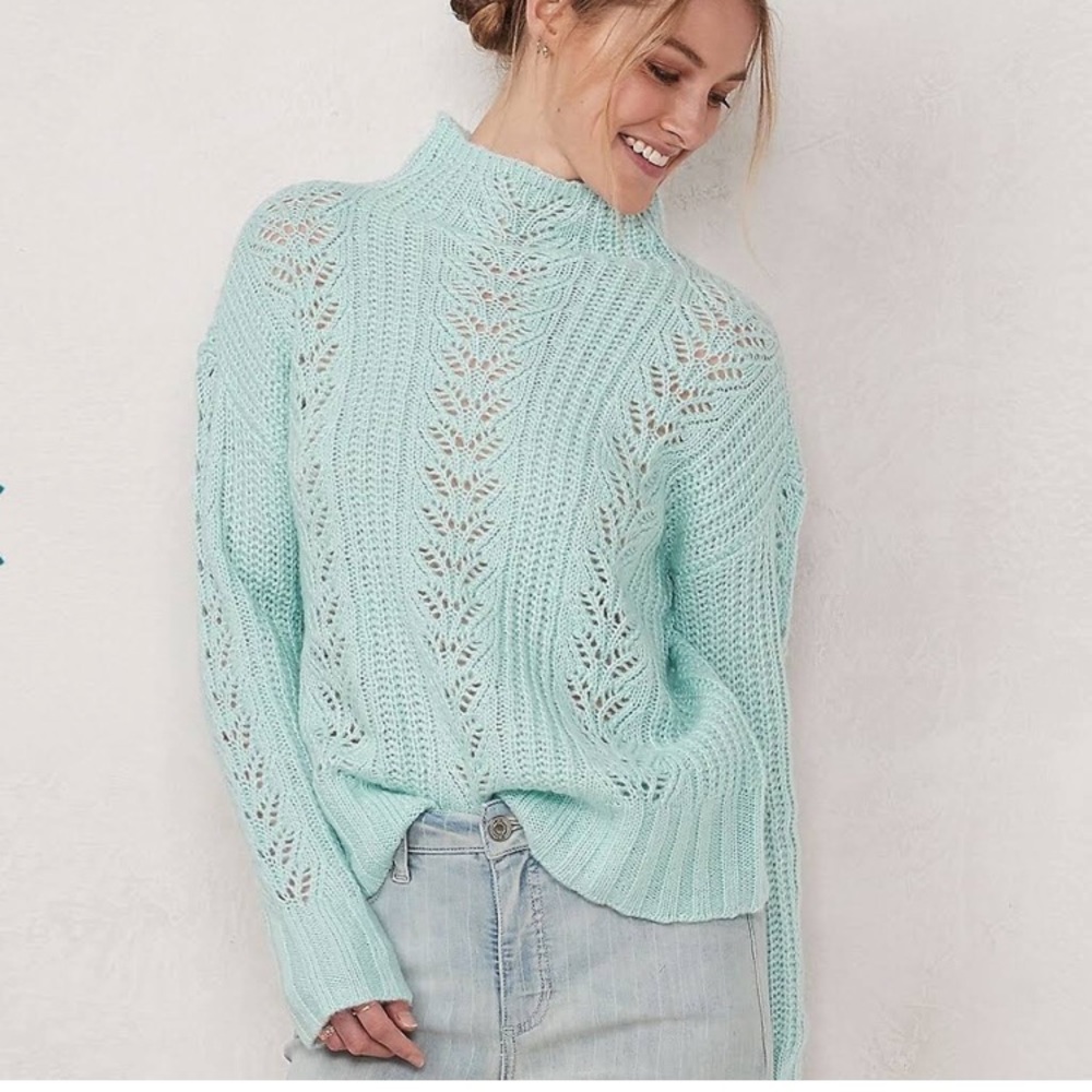 LC LAUREN CONRAD Oversized high neck turquoise sweater size S